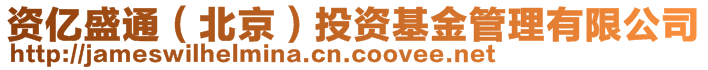 資億盛通(北京)投資基金管理有限公司