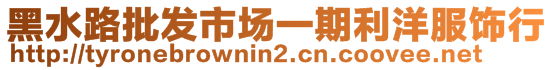 黑水路批發(fā)市場(chǎng)一期利洋服飾行