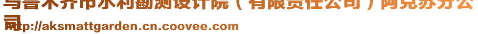 烏魯木齊市水利勘測設計院（有限責任公司）阿克蘇分公
司