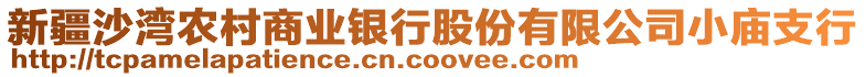 新疆沙灣農(nóng)村商業(yè)銀行股份有限公司小廟支行