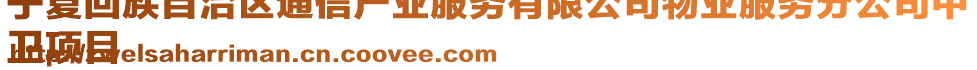 寧夏回族自治區(qū)通信產(chǎn)業(yè)服務(wù)有限公司物業(yè)服務(wù)分公司中
衛(wèi)項目