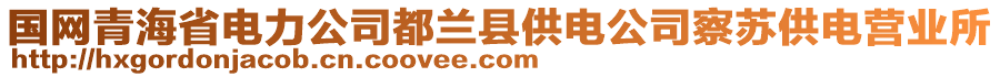 國(guó)網(wǎng)青海省電力公司都蘭縣供電公司察蘇供電營(yíng)業(yè)所