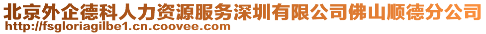 北京外企德科人力資源服務(wù)深圳有限公司佛山順德分公司