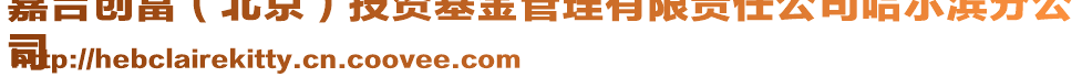 嘉吉?jiǎng)?chuàng)富（北京）投資基金管理有限責(zé)任公司哈爾濱分公
司
