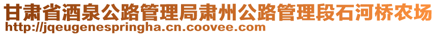 甘肅省酒泉公路管理局肅州公路管理段石河橋農(nóng)場