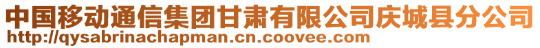 中國移動通信集團(tuán)甘肅有限公司慶城縣分公司