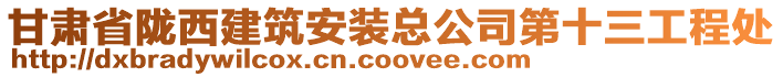 甘肅省隴西建筑安裝總公司第十三工程處