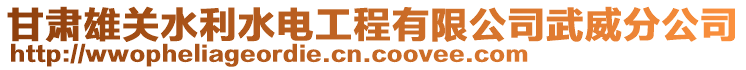 甘肅雄關(guān)水利水電工程有限公司武威分公司