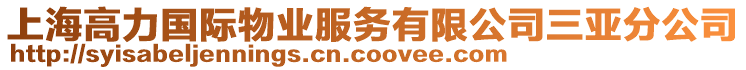 上海高力國(guó)際物業(yè)服務(wù)有限公司三亞分公司