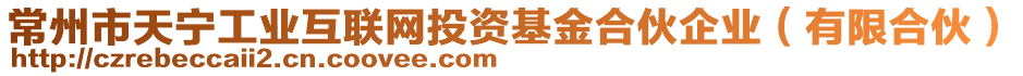 常州市天寧工業(yè)互聯(lián)網(wǎng)投資基金合伙企業(yè)（有限合伙）