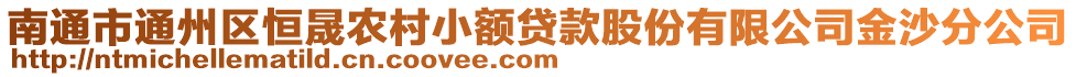 南通市通州區(qū)恒晟農(nóng)村小額貸款股份有限公司金沙分公司