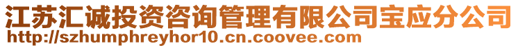 江苏汇诚投资咨询管理有限公司宝应分公司