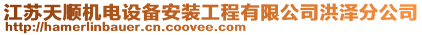 江蘇天順機電設備安裝工程有限公司洪澤分公司