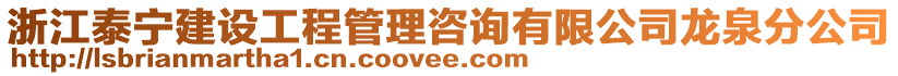 浙江泰寧建設(shè)工程管理咨詢有限公司龍泉分公司