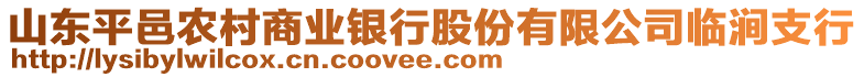 山東平邑農(nóng)村商業(yè)銀行股份有限公司臨澗支行