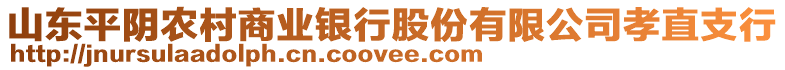 山東平陰農(nóng)村商業(yè)銀行股份有限公司孝直支行
