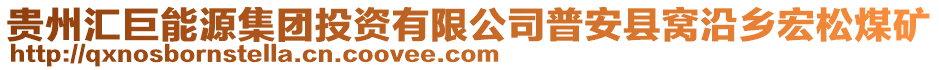 貴州匯巨能源集團投資有限公司普安縣窩沿鄉宏松煤礦