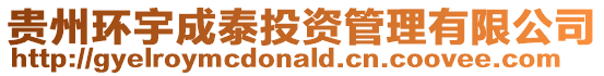 貴州環宇成泰投資管理有限公司