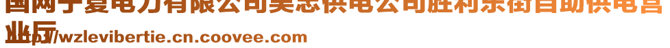 國網(wǎng)寧夏電力有限公司吳忠供電公司勝利東街自助供電營
業(yè)廳