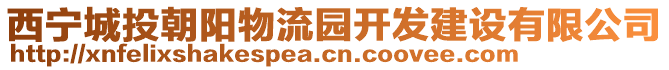 西宁城投朝阳物流园开发建设有限公司