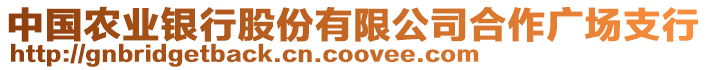 中國農(nóng)業(yè)銀行股份有限公司合作廣場支行