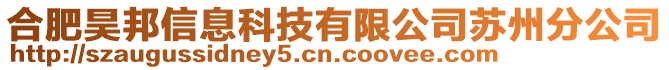 合肥昊邦信息科技有限公司蘇州分公司