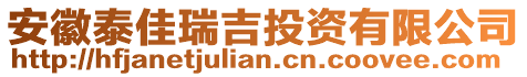 安徽泰佳瑞吉投資有限公司