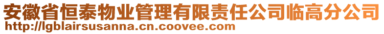 安徽省恒泰物業(yè)管理有限責(zé)任公司臨高分公司