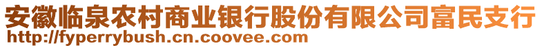 安徽臨泉農(nóng)村商業(yè)銀行股份有限公司富民支行