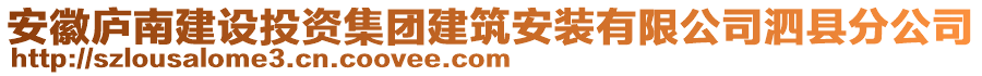 安徽庐南建设投资集团建筑安装有限公司泗县分公司