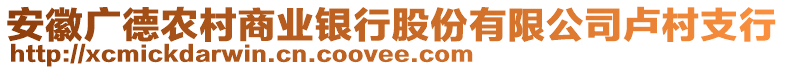 安徽廣德農(nóng)村商業(yè)銀行股份有限公司盧村支行