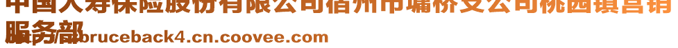 中國(guó)人壽保險(xiǎn)股份有限公司宿州市墉橋支公司桃園鎮(zhèn)營(yíng)銷
服務(wù)部