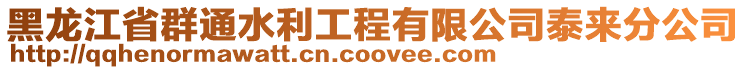 黑龙江省群通水利工程有限公司泰来分公司