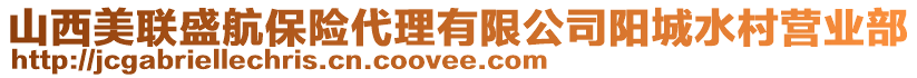 山西美聯(lián)盛航保險代理有限公司陽城水村營業(yè)部