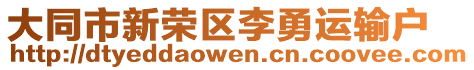 大同市新榮區(qū)李勇運輸戶