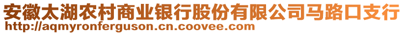 安徽太湖農(nóng)村商業(yè)銀行股份有限公司馬路口支行