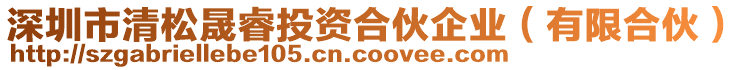 深圳市清松晟睿投資合伙企業(yè)（有限合伙）