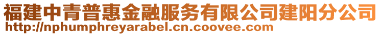 福建中青普惠金融服務有限公司建陽分公司