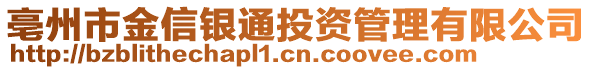 亳州市金信銀通投資管理有限公司