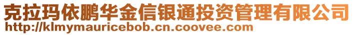 克拉玛依鹏华金信银通投资管理有限公司