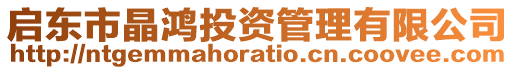 啟東市晶鴻投資管理有限公司
