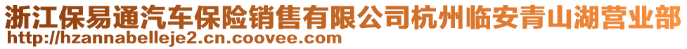 浙江保易通汽車保險銷售有限公司杭州臨安青山湖營業(yè)部