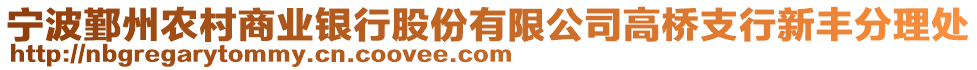 寧波鄞州農村商業銀行股份有限公司高橋支行新豐分理處