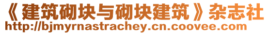 《建筑砌塊與砌塊建筑》雜志社