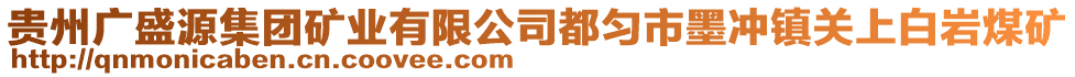 貴州廣盛源集團(tuán)礦業(yè)有限公司都勻市墨沖鎮(zhèn)關(guān)上白巖煤礦