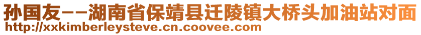 孙国友--湖南省保靖县迁陵镇大桥头加油站对面