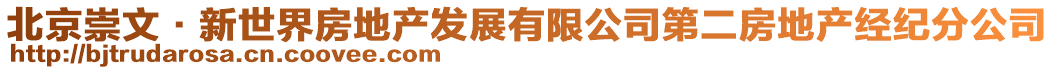 北京崇文·新世界房地產(chǎn)發(fā)展有限公司第二房地產(chǎn)經(jīng)紀(jì)分公司
