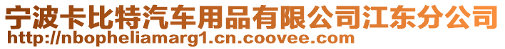 寧波卡比特汽車用品有限公司江東分公司