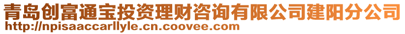 青島創(chuàng)富通寶投資理財咨詢有限公司建陽分公司