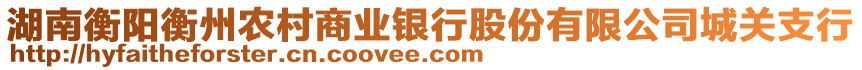 湖南衡陽(yáng)衡州農(nóng)村商業(yè)銀行股份有限公司城關(guān)支行